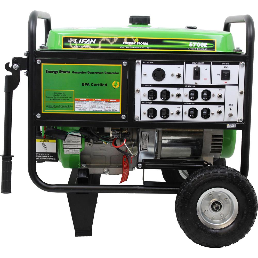 Lifan Portable Generator ES5700E Energy Storm Gasoline Powered Electric  Start 5,000-Watt – Cox Lumber